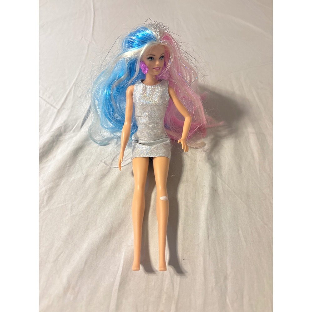 Mattel‎ Barbie Doll Kids 11.5in Silver Pink Blue Good Tinsel Hair Holographic